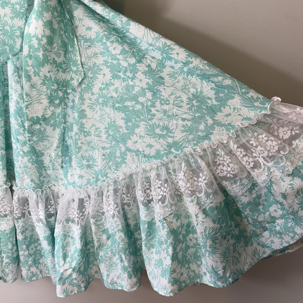 Country Western Puff Sleeve 60s 70s Vintage Full Circle Skirt Prairie Dress S/M - Picture 7 of 13